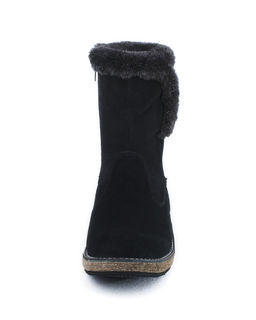 Полусапожки женские на войлочной подошве, черные, замша, молния.