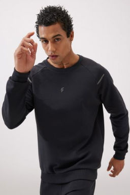 DeFactoFit Standart Fit Bisiklet Yaka Skuba Dalg?c Kumas Sweatshirt