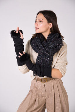 Митенки удлиненные черного цвета