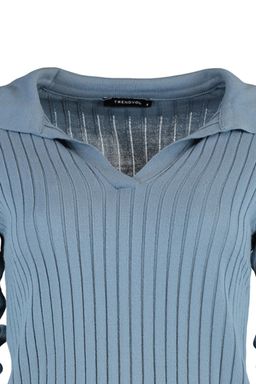 Indigo Kol Ucu Detayl? Polo Yaka Triko Kazak TWOAW21KZ1113