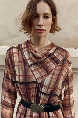 CHECK MIDI DRESS - Zara фото 4