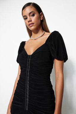 TRENDYOLMILLA Siyah Vucuda Oturan Agrafl? Orme S?k Abiye Elbise TPRSS23EL00084  фото 8