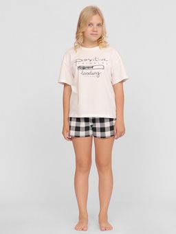 CRB wear/CSJG 50099-21 Комплект для девочки (футболка, шорты),экрю/Ex.Cherubino