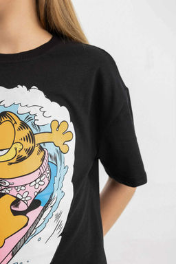 Футболка Garfield Relax Fit для девочек с круглым вырезом и короткими рукавами - Defacto фото 5