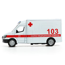 Машинка металлическая Скорая, 1:32, свет и звук, инерция, открываются двери - Автоград фото 2