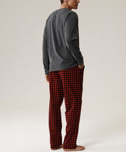 ATLANTIC NMP-394 Пижама мужская Check темно-серый меланж + красный  фото 3