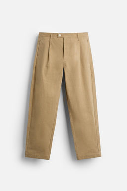 COTTON/LINEN PLEATED TROUSERS - Zara фото 6