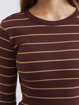 Bisiklet Yaka ?izgili Kad?n Body