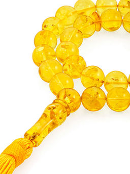 Чётки из натурального янтаря ярко-лимонного цвета на 33 бусины