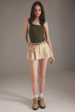 TRENDYOLMILLA Lacivert Cift Katl? Dantel Detayl? Fitilli Fitted/Vucuda Oturan Orme Atlet TWOSS25AL00035 фото 8