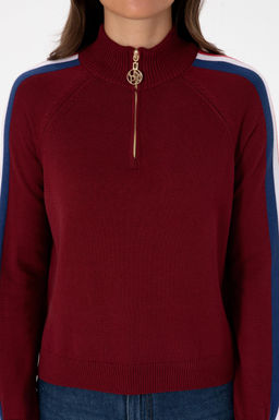 Kad_n Bordo V Yaka Fermuarl_ Kazak