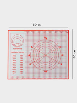 Коврик для выпечки и раскатки теста с разметкой, армированный, силикон, 50?40 см, красный - Simaland фото 2