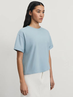 Футболка из хлопка с вышивкой на рукаве / Zarina  фото 4