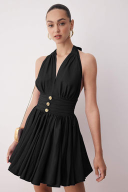 Mavi Belden Ac?lan/Skater Dusme Detayl? Sifon K?sa/Mini Elbise TPRSS25EL00319 - Trendyolmilla фото 2