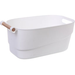 Цена за 2 шт. Корзинка для хранения с бамбуковой ручкой "БРАМИНГЕМ", цвет белый, 33.5*18*15.5см