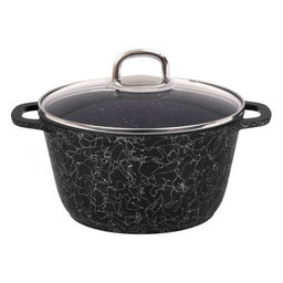 Кастрюля алюмин. 4,5л (стекл.крышка) (АП) "Грация" черный/серебро (кчс45а) (Кукмара)