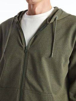 Kap??onlu Uzun Kollu Erkek Fermuarl? Sweatshirt
