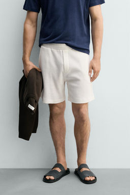 BERMUDA JOGGER ESTRUCTURA WAFFLE / Blanco roto - Zara фото 2