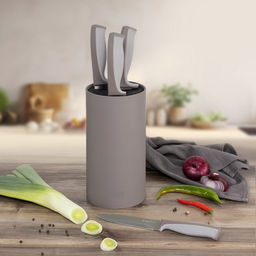 Набор ножей из нержавеющей стали Комфорт 5пр, пластмассовая ручка, силиконовая рельефная вставка, пластмассовая матовая подставка спагетти д11см, h22,5см, коричневый/светло-коричневый, картонная коробка, TalleR (Китай) - Домашняя Мода фото 7
