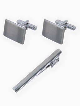 Набор мужской Запонки + Зажим для галстука классика, цвет серебро