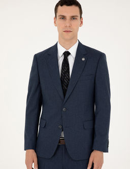 Lacivert Slim Fit Tak_m Elbise