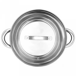 Кастрюля из нержавеющей стали "Rondy" 1,5л, д17,5см, h13см, s0,5мм, дно s3мм, стеклянная крышка, пятислойное дно, подарочная коробка, "Appetite" (Китай)