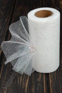 Фатин с блестками 15 см*25 ярд (SF-604) молочный №16