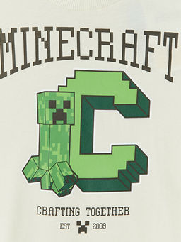 Bisiklet Yaka Minecraft Bask?l? Erkek ?ocuk Ti??rt