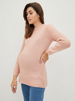 Bisiklet Yaka D?z Uzun Kollu Hamile Triko Kazak