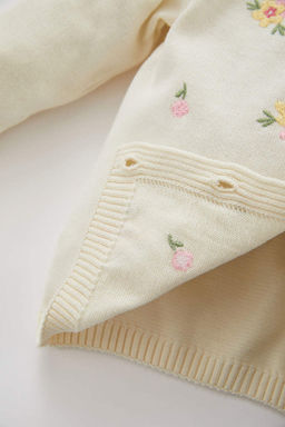 Кардиган с круглым вырезом и цветочным принтом для маленьких девочек - Defacto фото 4