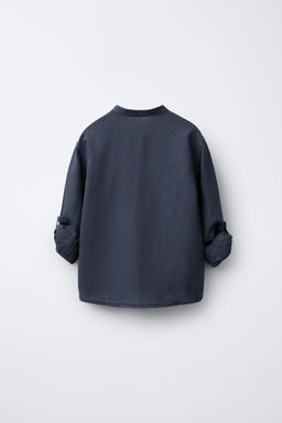 CAMISA CUELLO MAO CON LINO Y ALGOD?N / Marino - Zara фото 3