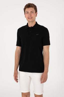 Erkek Regular Fit Polo Yaka Siyah Basic Ti__rt