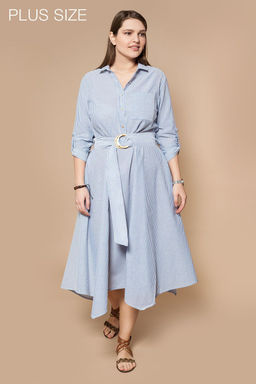 Платье-рубашка их хлопка с асиммеричным низом