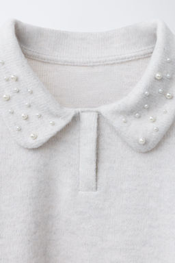SOFT-TOUCH FAUX PEARL POLO SHIRT - Zara фото 3