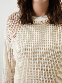 Bisiklet Yaka Ajurlu Oversize Kad?n Triko Kazak