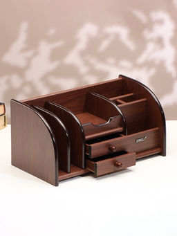 Органайзер 7 секций, 2 выдвижных ящика, серия Орех с кантом темным, 16×30×15 см