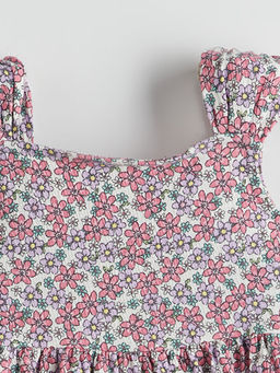 ?i?ek Desenli Pileli K?z ?ocuk Elbise