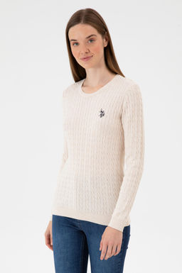 Kad_n Krem Melanj Bisiklet Yaka Basic Kazak Sepette S_rpriz _ndirim