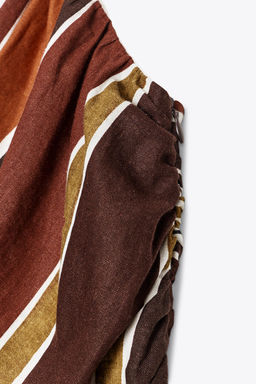 STRIPED ASYMMETRIC MIDI DRESS