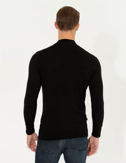 Siyah Slim Fit Bal_k__ Yaka Triko Kazak - Pierre cardin фото 5