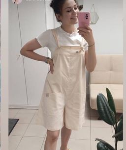 ЛЁН 100% комфортный омбинезон Кэри цвет беж