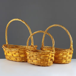 Корзина плетёная для хранения Fleet, из лозы, с ручкой, бежевая, набор 3 шт.