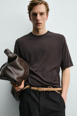 CAMISETA PUNTO ACABADOS CONTRASTE / Marr?n - Zara фото 5