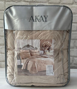 КПБ AKAY SATIN BEJ с одеялом бежевый евро