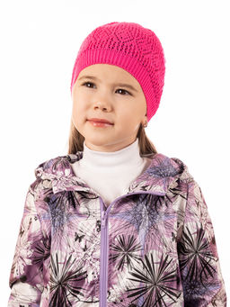 Шапка вязаная детская Коса фуксия - Arctic kids фото 4