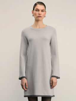 Вязаное платье мини с контрастными окантовками / Zarina  фото 3