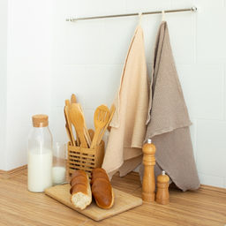 Полотенце кухонное SL HOME Linen, бежевое, однотонное, 38×65 см