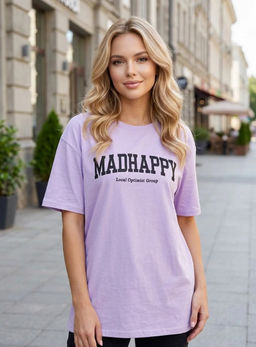 K13542 Футболка OVER SIZE (хлопок) ЛАВАНДА