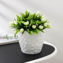 Горшок с поддоном «Камни», 1.4 л, белый