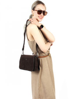 LACCOMA сумка АС2061Ф-коричневый натуральная замша хлопок